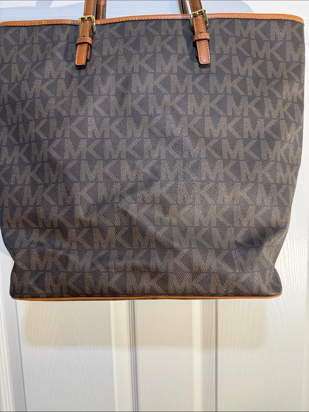 Michael Kors Brown & Tan MK Logo Laptop Tote